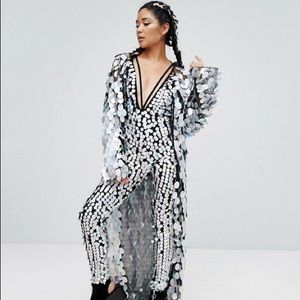 Jaded Lndn Holographic Sequin Kimono +Jumpsuit Set